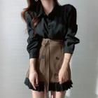 Puff-sleeve Shirtdress / Tie-side A-line Skirt