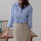 Plain / Stripe Dual-pocket Shirt