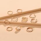 Set Of 10: Faux Pearl / Alloy Ring (various Designs) 53594 - Gold - One Size