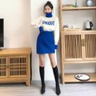 Turtleneck Long-sleeve Fleece Pullover / Mini Skirt