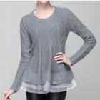 Mesh Panel Cable Knit Sweater