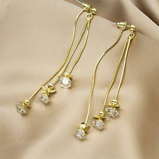 Rhinestone Alloy Fringed Earring E1685-3 - 1 Pair - Gold - One Size