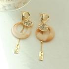 Acetate Hoop Alloy Tag Dangle Earring 1 Pair - 925 Silver Needle - Gold - One Size