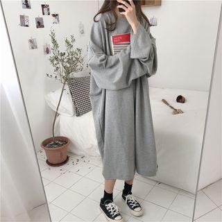 Wide-sleeve Midi Pullover Dress