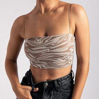 Spaghetti Strap Print Crop Top