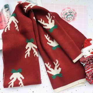 Patterned Scarf Dark Red - One Size