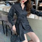 Tie-waist Mini Sheath Shirtdress