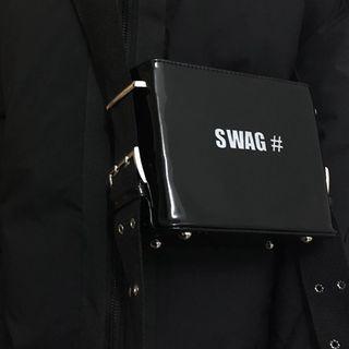Lettering Patent Crossbody Bag Black - One Size