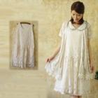 Sleeveless Lace Dress Beige - One Size