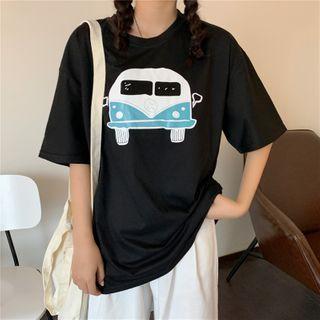 Cartoon Car Print Short-sleeve T-shirt