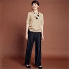 Band-waist Pleats Pants With Mom