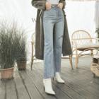 Slit Washed Boot-cut Jeans