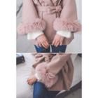 Open-front Faux-fur Trim Jacket With Sash