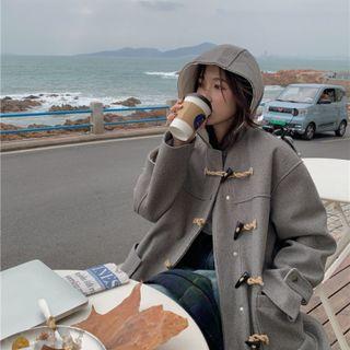 Hooded Toggle Button Coat Gray - One Size