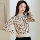 Leopard Print Mock-neck Sweater