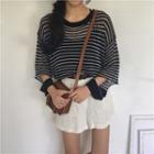 Cut Out Striped Knit Top