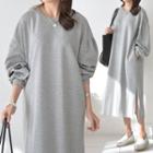 Balloon-sleeve Long Sweatshirt Dress