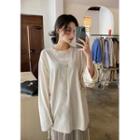Drawcord-side Loose Cotton T-shirt