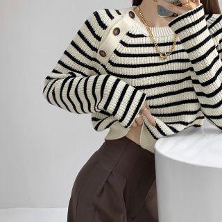 Details Striped Knit Sweater