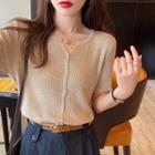 Button-up Light Knit Top In 9 Colors