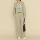 Set: Lettering Hoodie + Wide-leg Pants