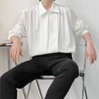 Asymmetrical Plain Long Sleeve Oversized Shirt