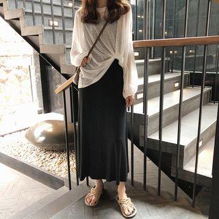 Long-sleeve Sheer T-shirt / Midi Tank Dress