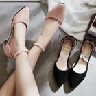 Ankle-strap Block-heel Almond Toe Sandals