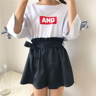 Bow Tie Waist Wide Leg Shorts