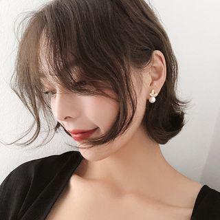 Faux Pearl Leaf Earring 1 Pair - Earrings - Faux Pearl - Leaf - One Size