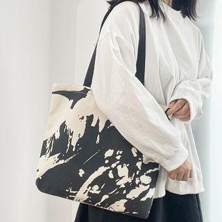 Print Tote Bag Black & Off-white - One Size