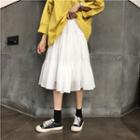 A-line Midi Skirt White - One Size