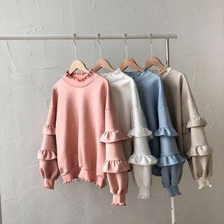 Round-neck Ruffle-trim Sweater