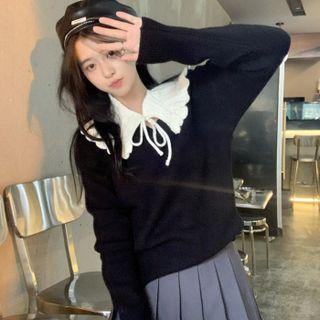 Peter Pan Collar Plain Knit Sweater
