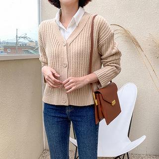 Tie-back Rib-knit Cardigan