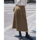 High-waist Slit-back Midi A-line Skirt