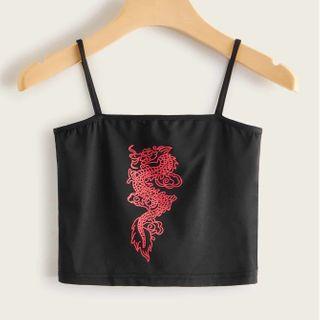Dragon Print Cropped Cami Top