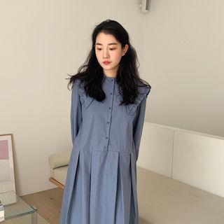 Frilled Sailor-collar Pleated Long Dress