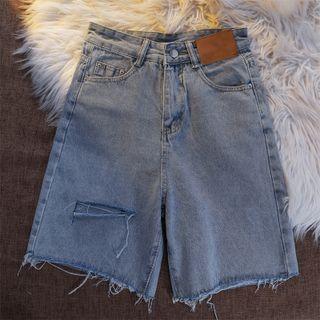 Ripped Shift Denim Shorts