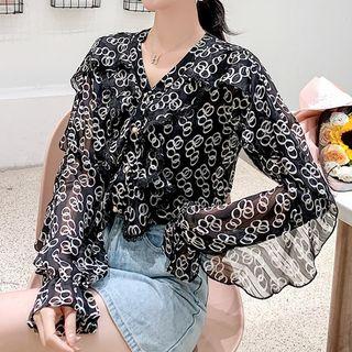 Long-sleeve All-over Print Top