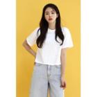 Cotton Cropped T-shirt Ivory - One Size