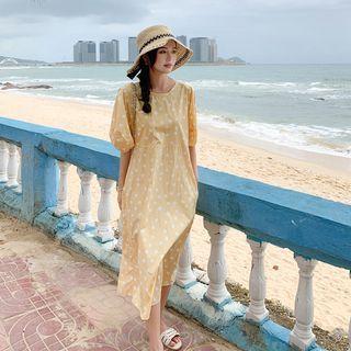 Polka Dot Lantern-sleeve Long Dress