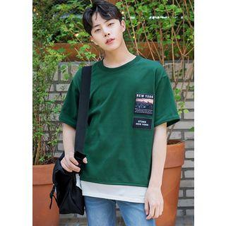 Printed Layered-hem T-shirt