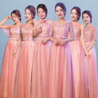 Lace Elbow Sleeve Bridesmaid Dress