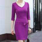 3/4-sleeve Mini Peplum Dress