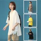 Elbow-sleeve Side-button T-shirt