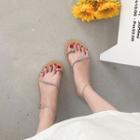 Rhinestone Ankle-strap Flat Slide Sandals