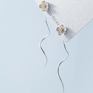 925 Sterling Silver Flower Swirl Dangle Earring 1 Pair - S925 Silver - Silver - One Size