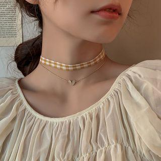Heart Layered Choker Yellow & Gold - One Size