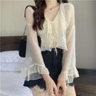Ruffle Trim Chiffon Cropped Jacket